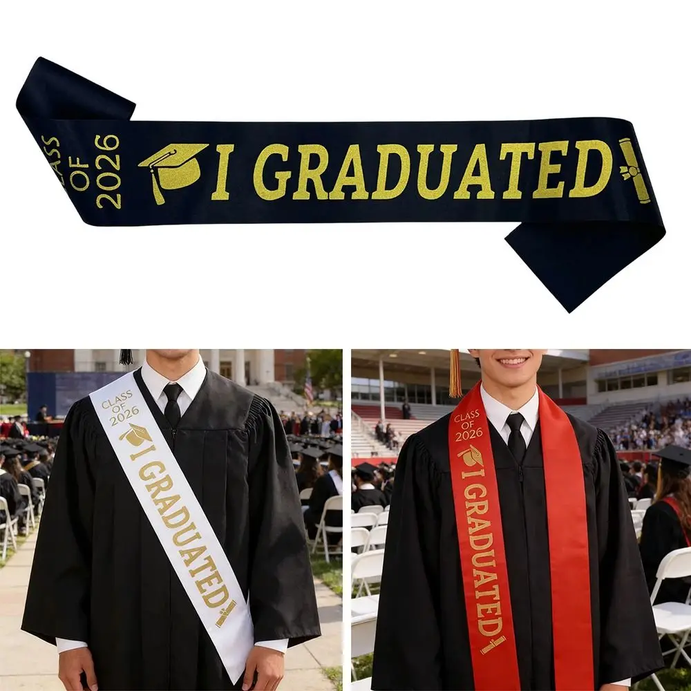 Class of 2026 Graduation Stole Sash I Graduated Happy Graduation Honor Stole Unisex Solid Color Graduation Gown Scarf Party