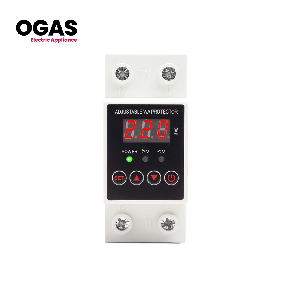 

220V AC Current Protector 40A 63A, Intelligent Single Phase Adjustable Over-Voltage Under-Voltage Current Protective Device