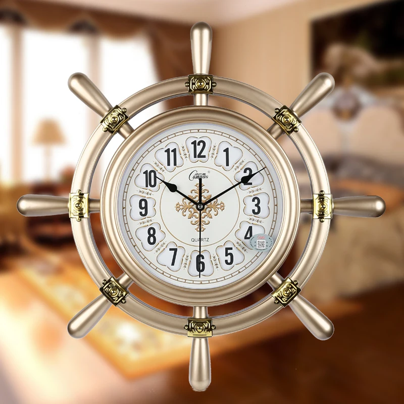 

Mediterranean Boat Helmsman Clocks Large Wall Clock Modern Design Living Room Home Decorative Wall Watch Housewarming Gift