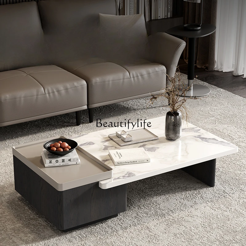 

Italian light luxury marble living room high-end light luxury coffee table