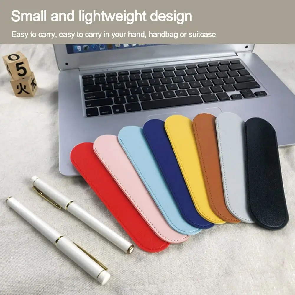 PU Leather PU Pencil Bags Lightweight Large Capacity Solid Color Pen Bags Pen Holder Office Supplies