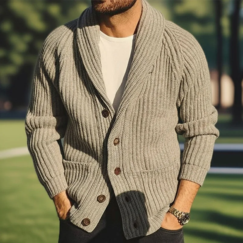 

Plus Size M-3XL Solid Color Cardigan Sweater Men Autumn Winter Knitted Jackets Coat Stand Collar Warm Thick pull homme SY0055