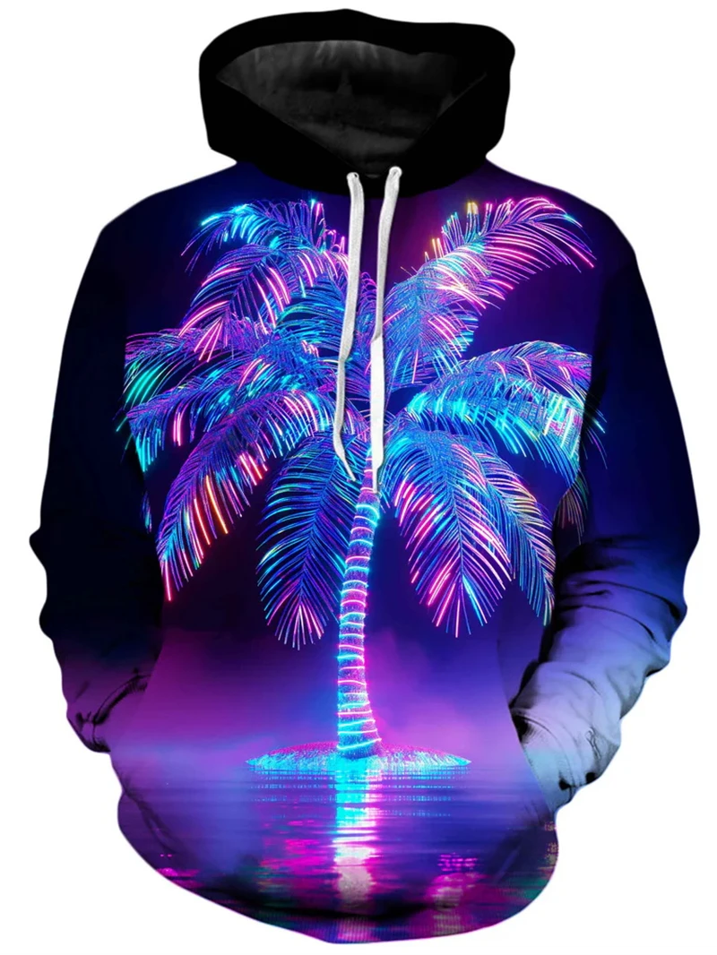 3d Printed Rainbow Colorful Palm Tree Graphic Hoodies For Male Tops Casual Men Women Hip Pop Fashion New In Sweatshirts Hoody