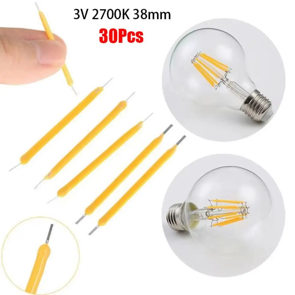 30Pcs New DC3V COB LED Filament Diodes Lighting Tool Bulb Lamp Parts DIY Incandescent Light Accessories LED Beads