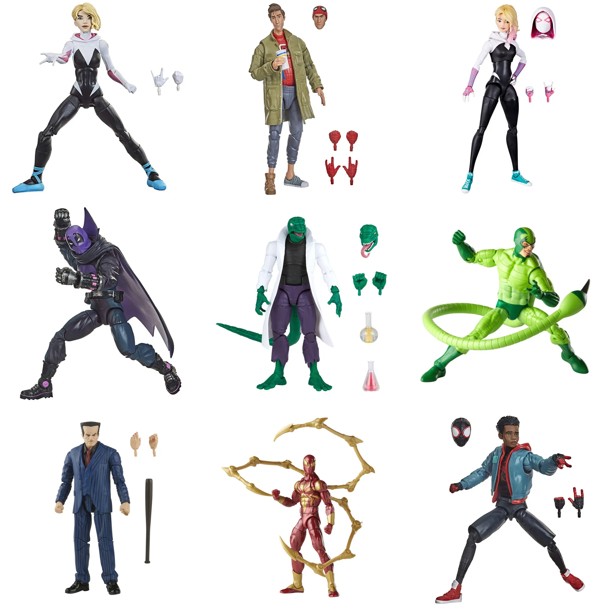 Marvel Legends Spider Man Into Spider Verse Miles Morales Gwen Peter B. Parker Prowler Kraven Lizard Chasm 6