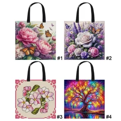 11CT Butterfly Plants Tree Cross Stitch Canvas Tote Bag Hand Needlepoint Kit Bag Manual Cross Stitch Handbag Gift for Friends