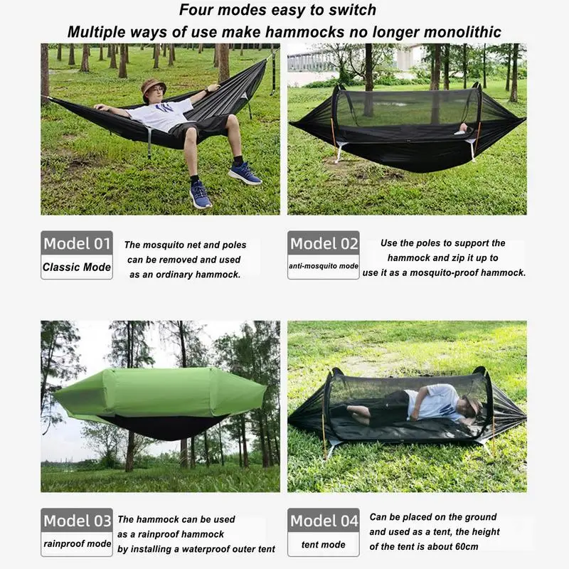 2 Person Outdoor Camping Hammock 2.7x1.4m Lightweight Hanging Mosquito Net Hammocks Waterproof Tree Straps Swing Backpack