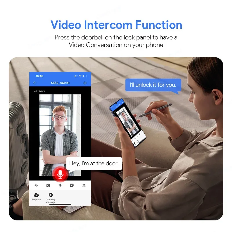 3D Face Recognition Ttlock WiFi Smart Fingerprint Lock with Camera Voice Intercom Digital Door Lock Automatic Electronic Locks