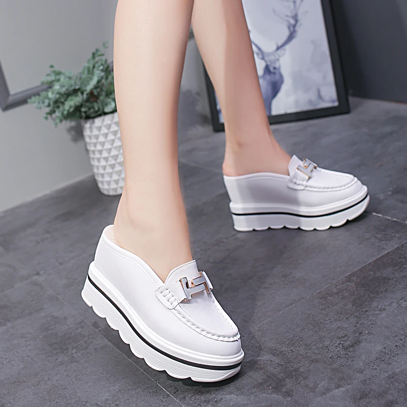 Sandals and Slippers Women\'s New Korean Version of The Thick Bottom Wedge Slippers Baotou Half Slippers women casual shoes ﻿