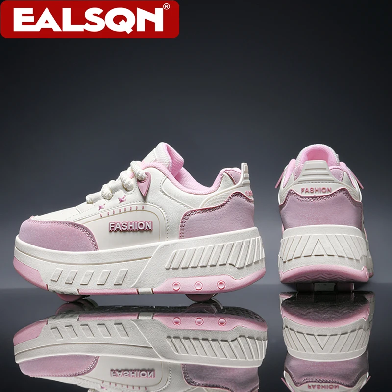 New Four-wheel Roller Skates Shoes For Children Plus Size 29-40 Students' Boys Girls Sport Running Shoes With Detachable Wheels