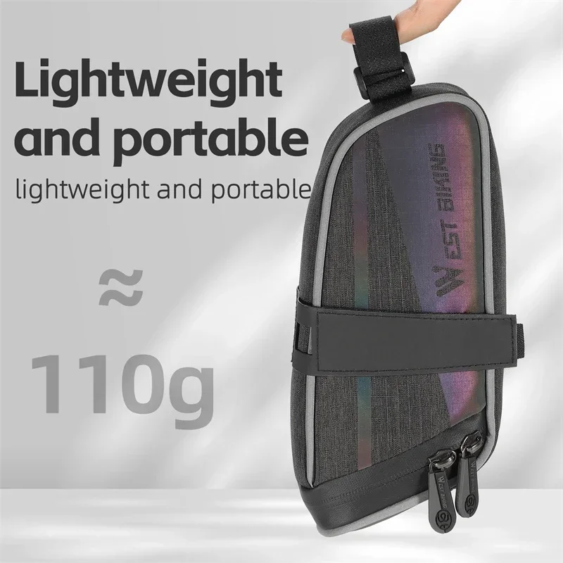 

WEST BIKING Colorful Reflective Bike Saddle Bag MTB Road Bike Under Seat Rear Tool Mesh Bag Lightweight Bicycle Accessories