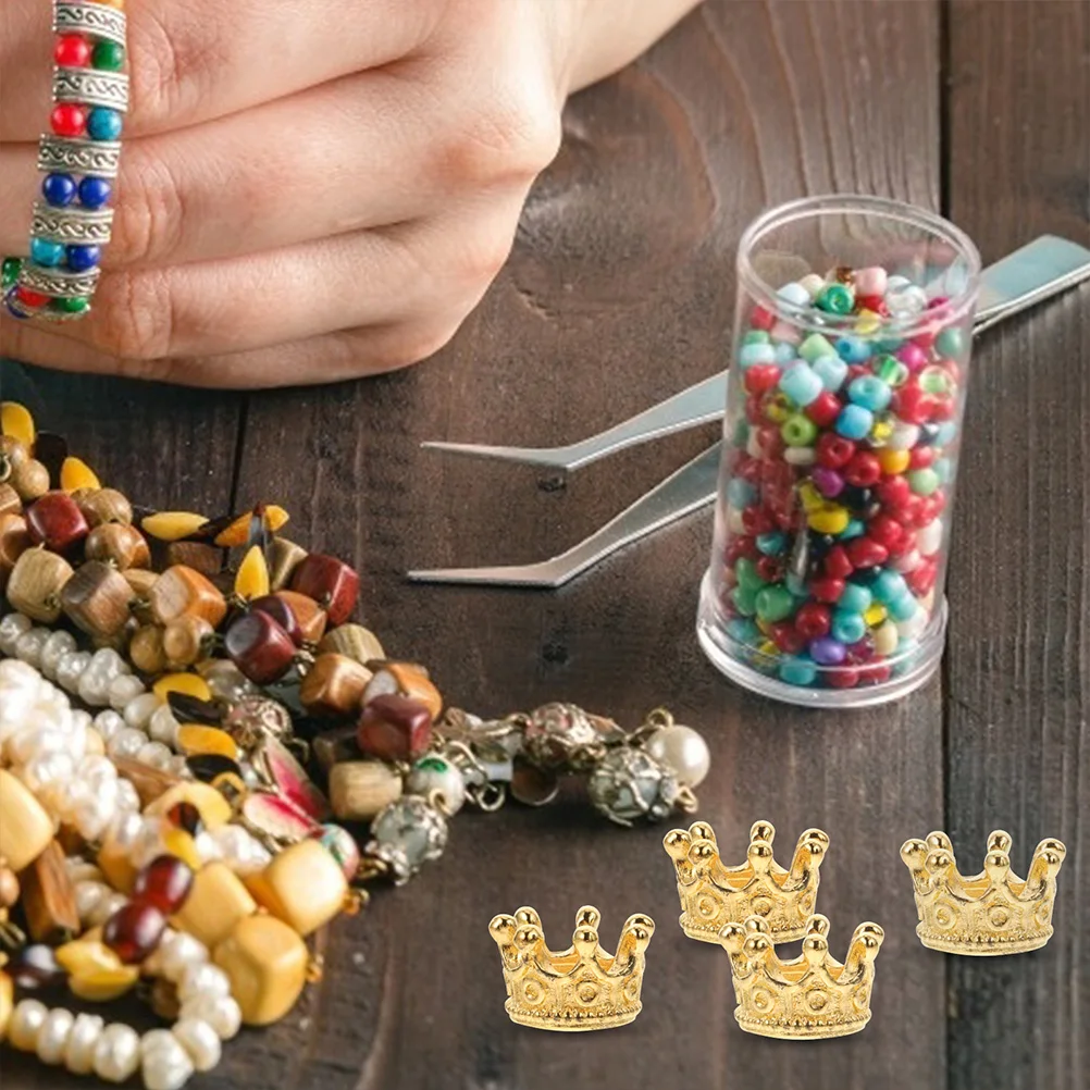 

60 pcs Mini Crown Charms Alloy Jewelry Pendants Diy Necklace Bracelet Keychain Supplies Tiny Golden Crown-Shape Pendant Decor