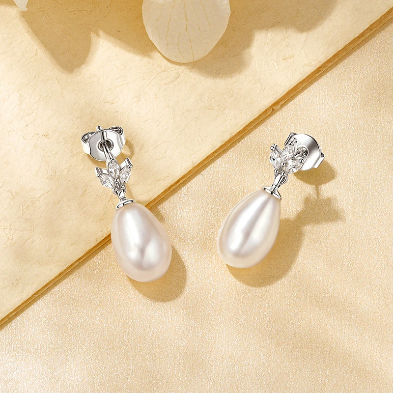 Oxtao Leaf & Pearl-Detail Drop Earrings — product information 4