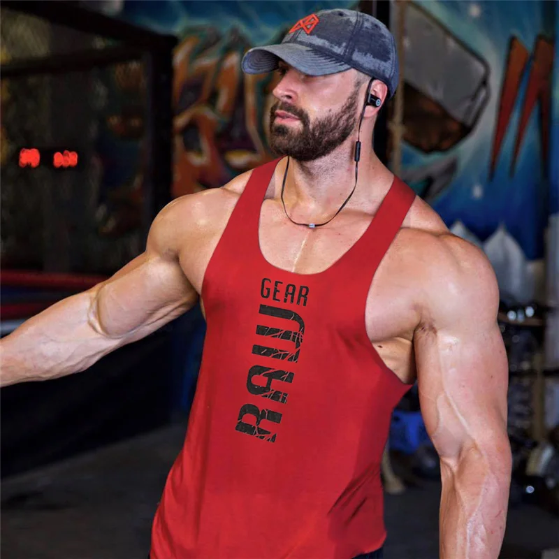 New Mens cotton tank tops gym fitness muscle sleeveless shirt Male printing Undershirt basketball bodybuilding sports vest men