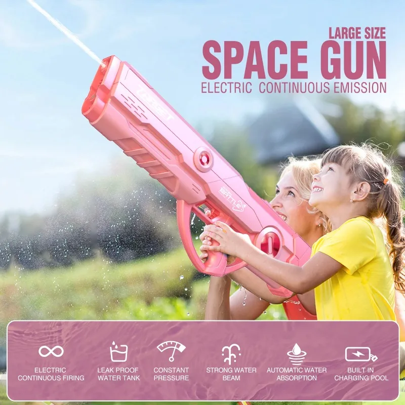 New Water Gun Automatic Space Oversized Electric Water Gun Blue Pink Large Capacity High Pressure Powerful Adult Water Fight Toy