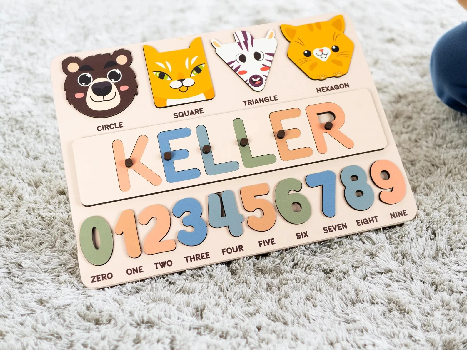 لغز اسم خشبي مخصص، هدايا للأولاد، هدايا المعمودية للأولاد، هدية عيد الميلاد الثاني، هدايا بعمر 3 سنوات، هدية للأولاد بعمر 3 سنوات