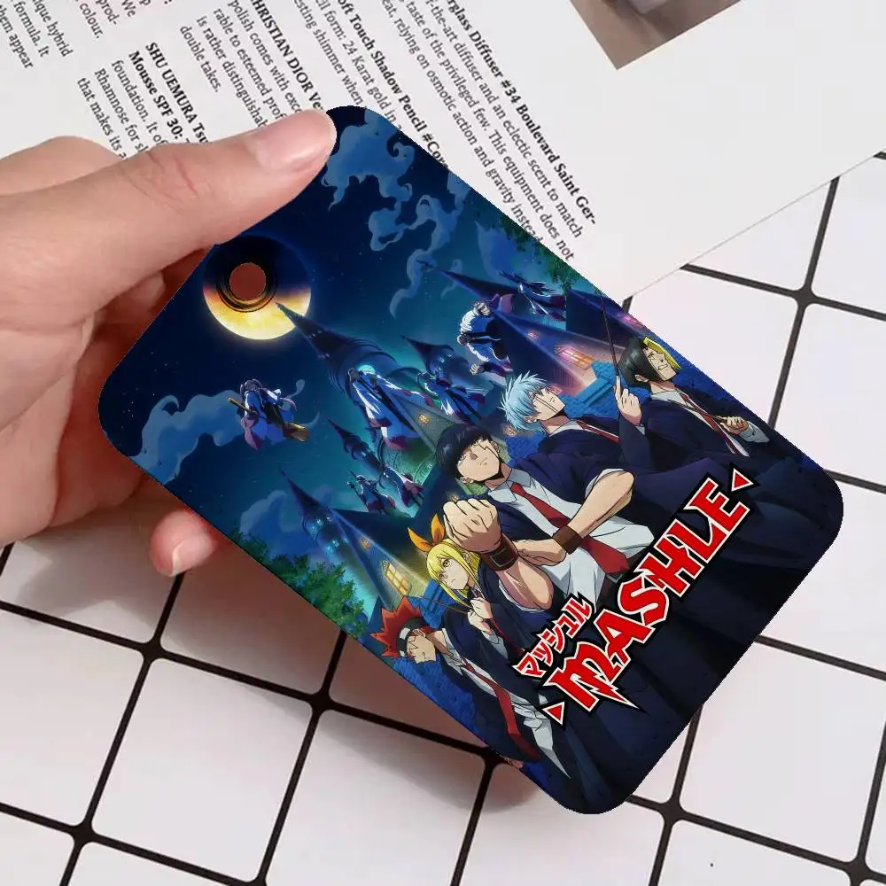 MASHLE Anime Japan Rectangle ID Card Case Keychain Access Card Bag Key Tag Ring Leather Card Holder Key Ring Access