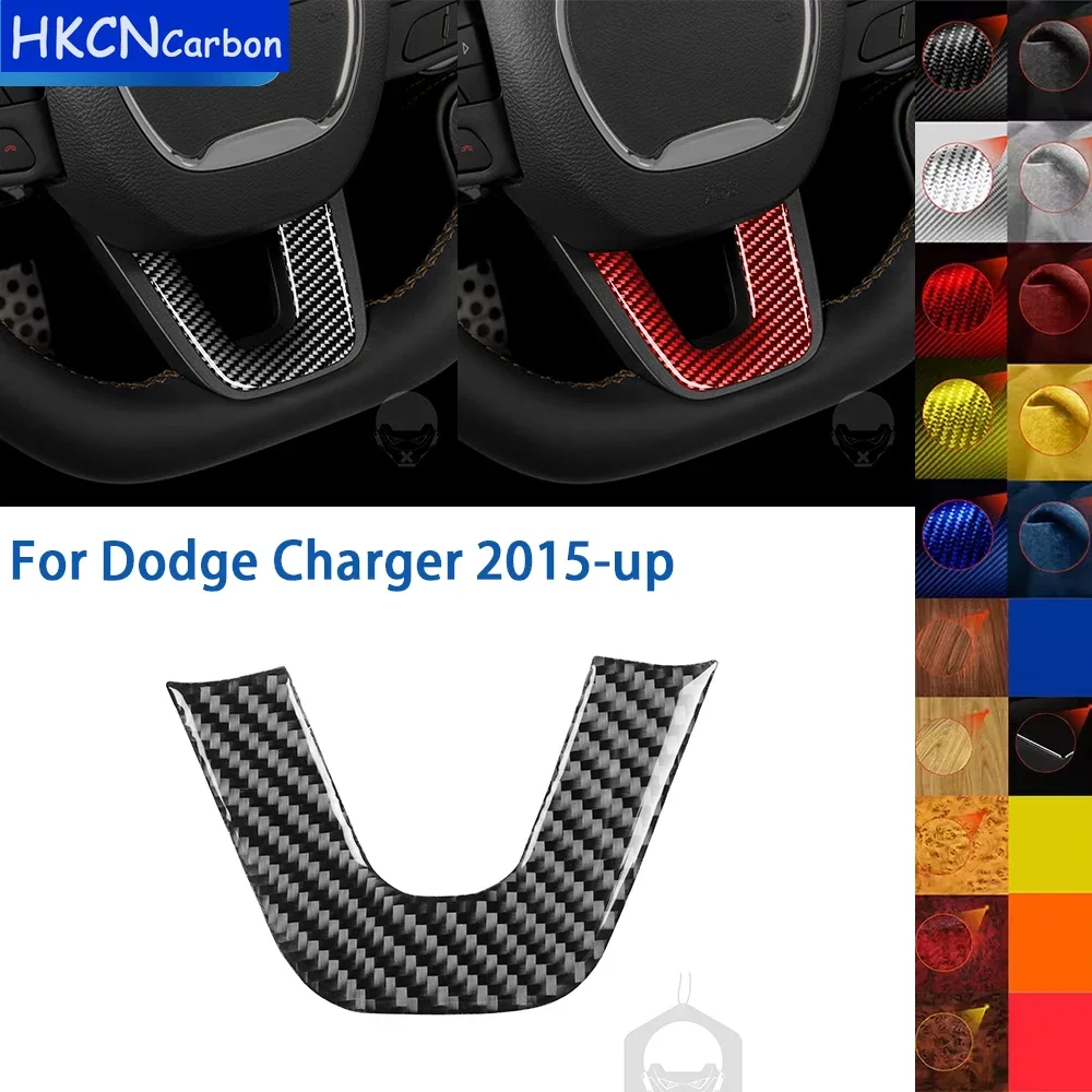 

For Dodge Charger 2015-up Real Soft Carbon Fiber Trim Sticker Car Steering Wheel Cover Decoration Component Interior Accessories