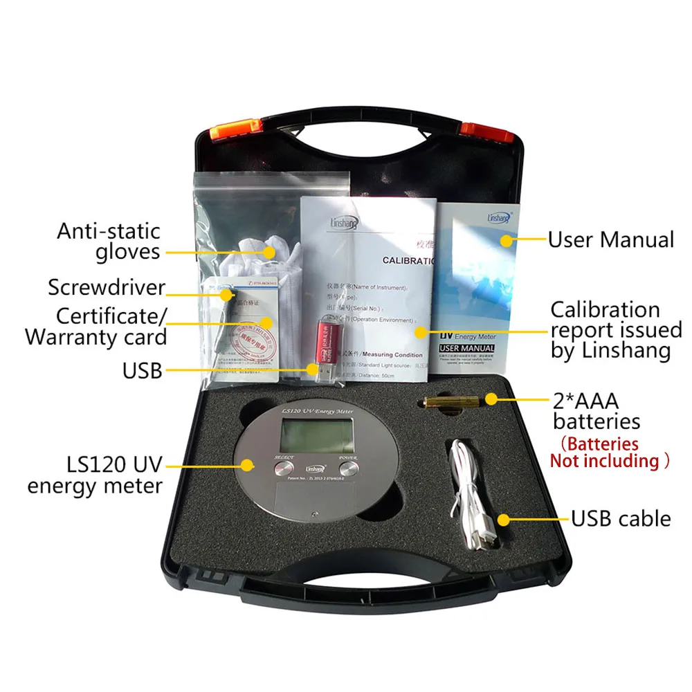 LS120 Display LCD ad alta precisione misuratore di energia UV Tester di temperatura di irraggiamento di densità di energia ultravioletta