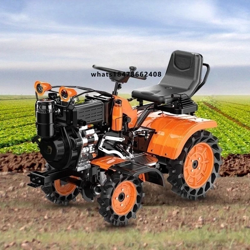 4WD Multifunctional Micro Tiller Rotary Cultivator for Paddy & Dry Land | Ditching Weeding Spraying Farm Machine