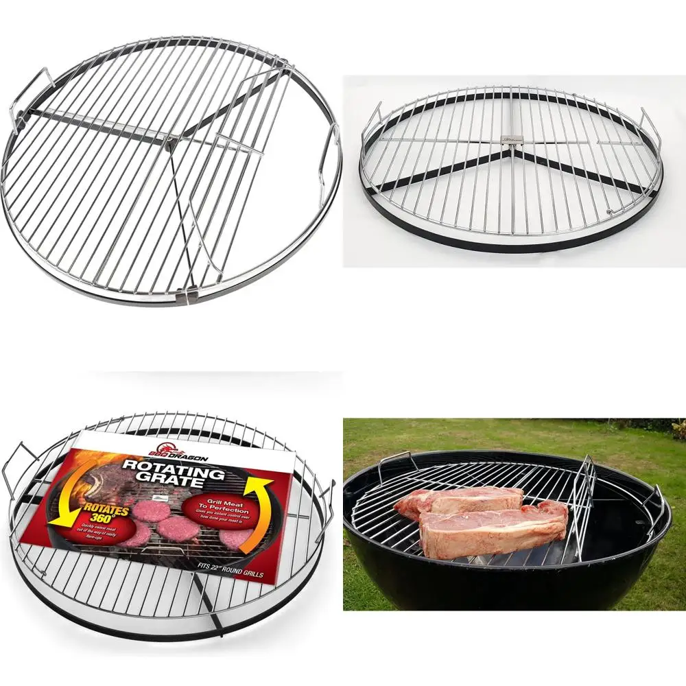 

Вращающаяся решетка для гриля с откидной поверхностью для легкого доступа к углам - усиленная, 360° вращение ° Круглые сменные элементы для угольных грилей
