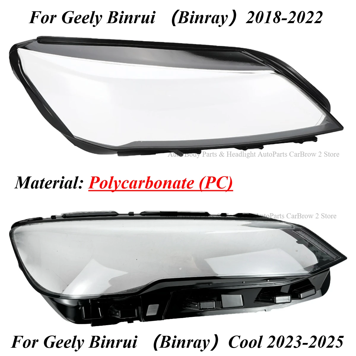Transparent Outer Lamp Shell Replacement For Geely Binrui Binray 2018‑2022 Binrui Cool 2023‑2025 Clear PC Headlamp Lens Cover