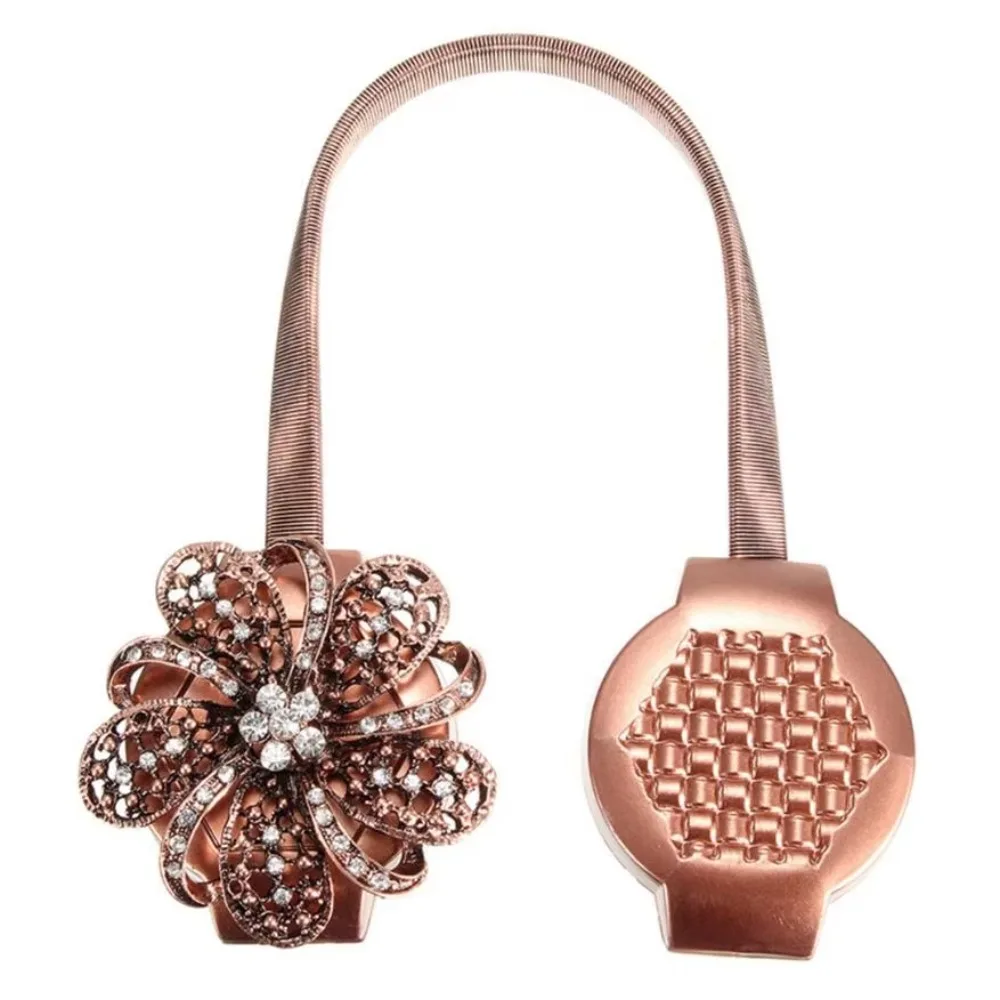 Flower Shape Magnetic Curtain Holdback Clips Magnet Fastening Attractive Design Curtain Tiebacks Sparkling Crystal Flower Type