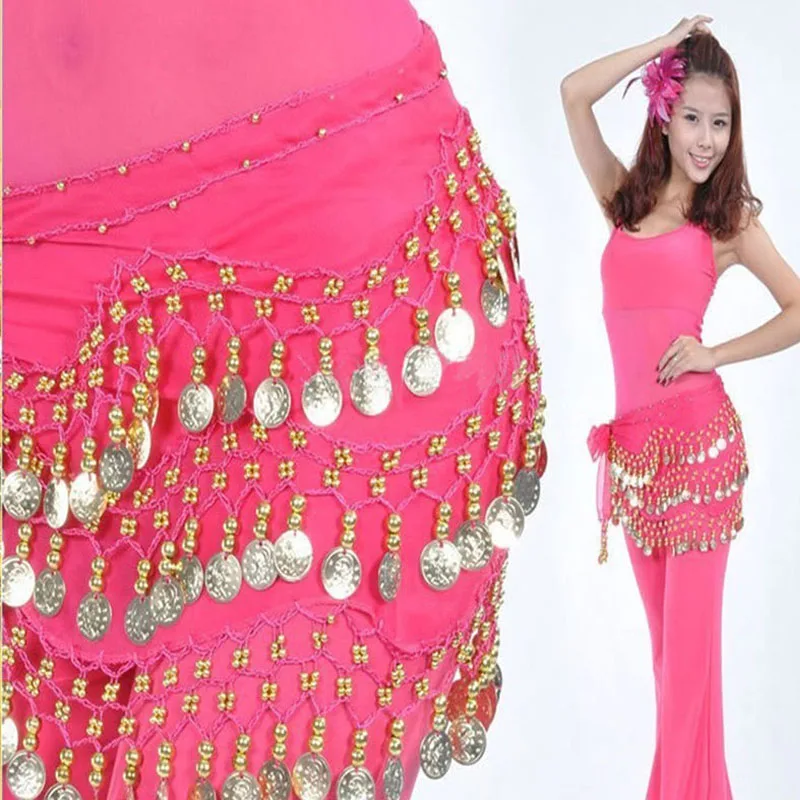 Fashion Belly Dance Waist Chain Costume Coins Skirt Belt Hip Wrap Professional Stage Clothing Girls and Women Dance Wear CC9342