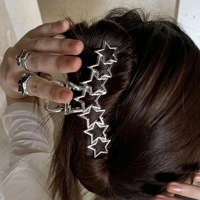 

Y2k Harajuku Hollow Star Pentagram Love Heart Hair Claws Sweet Cool Charm Trend Hair Clip for Women Aesthetics Hair Accessories