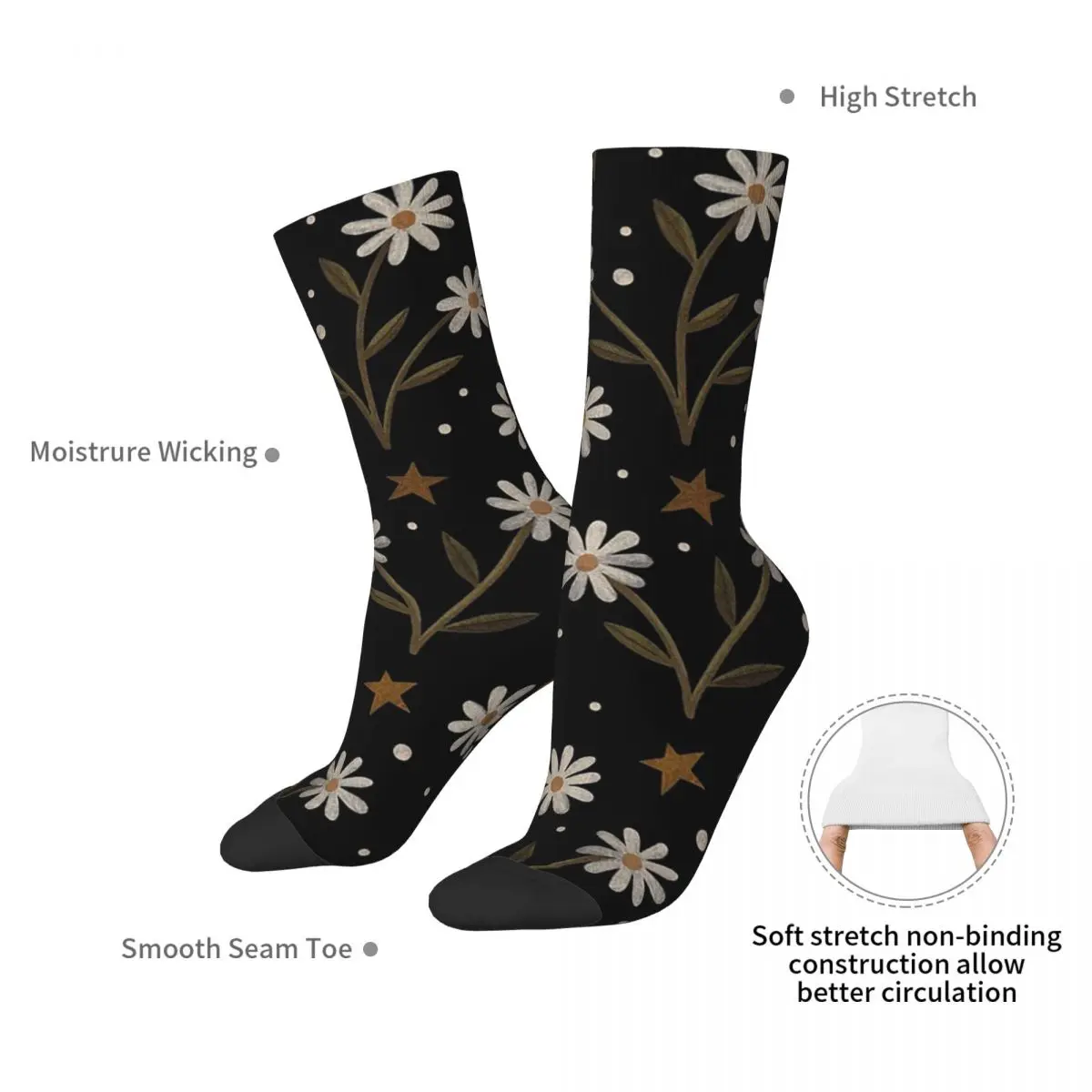 Calcetines de flores blancas pequeñas Harajuku, medias Súper suaves, calcetines largos para todas las estaciones, accesorios para hombres y mujeres, regalo de cumpleaños