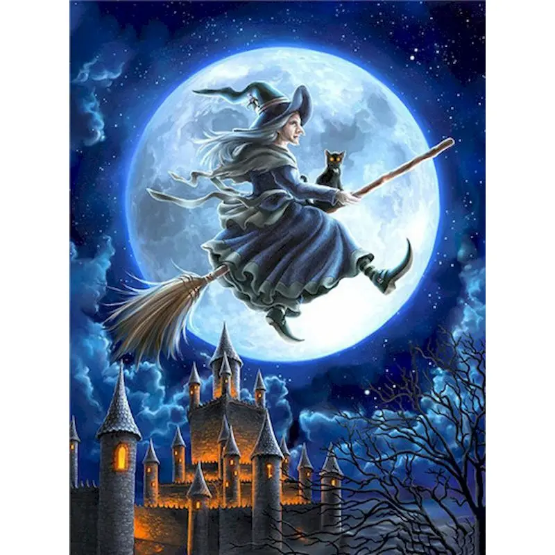 

GATYZTORY Diy Painting By Numbers Witch Halloween Gift Handicrafts Wall Art Picture Drawing Fantasy Frame Paint Kit