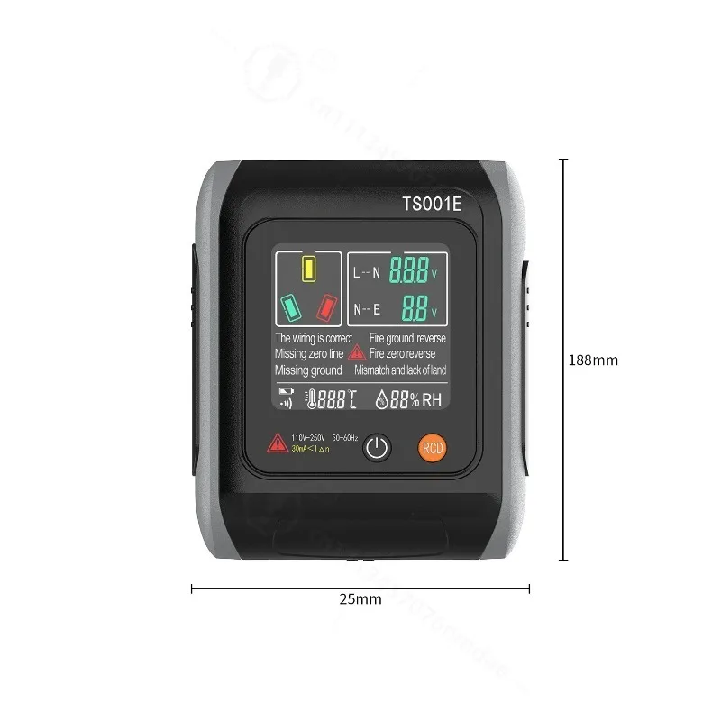Multifunctional Digital Socket Tester Smart Socket Phase Detector with Temperature Humidity Display Household Safety Testing
