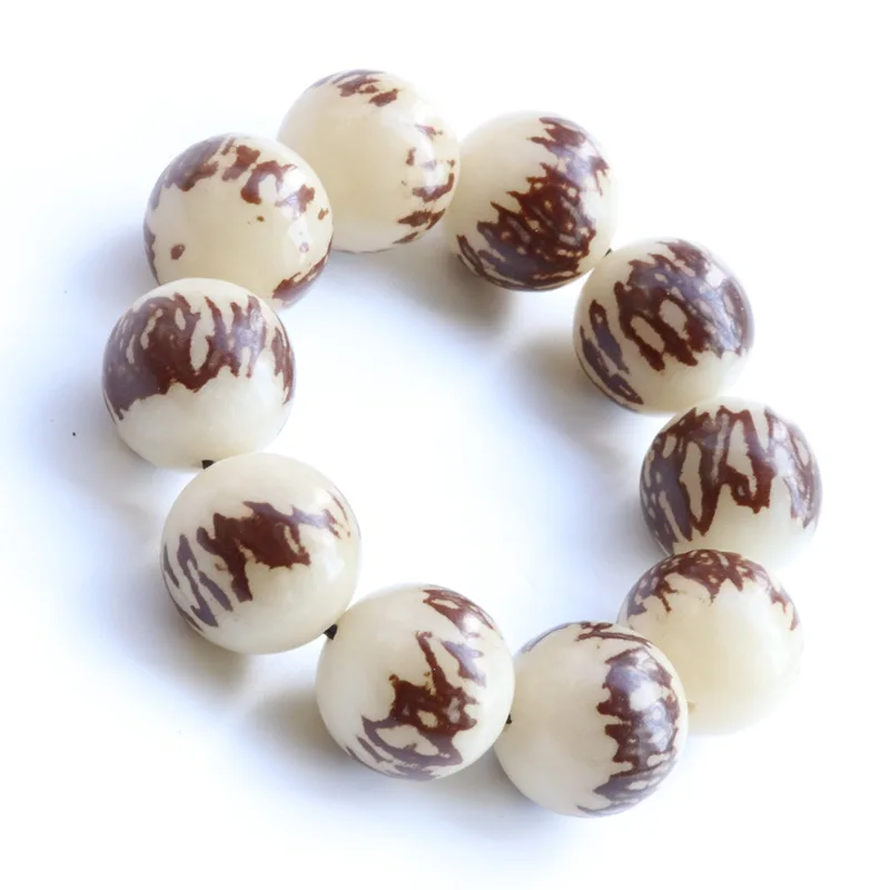 Double-Sided Lotus Bodhi Root Single Circle White Jade Bodhi Buddha Beads Collectables-Autograph Bracelet Double-Sided Tiger Spo