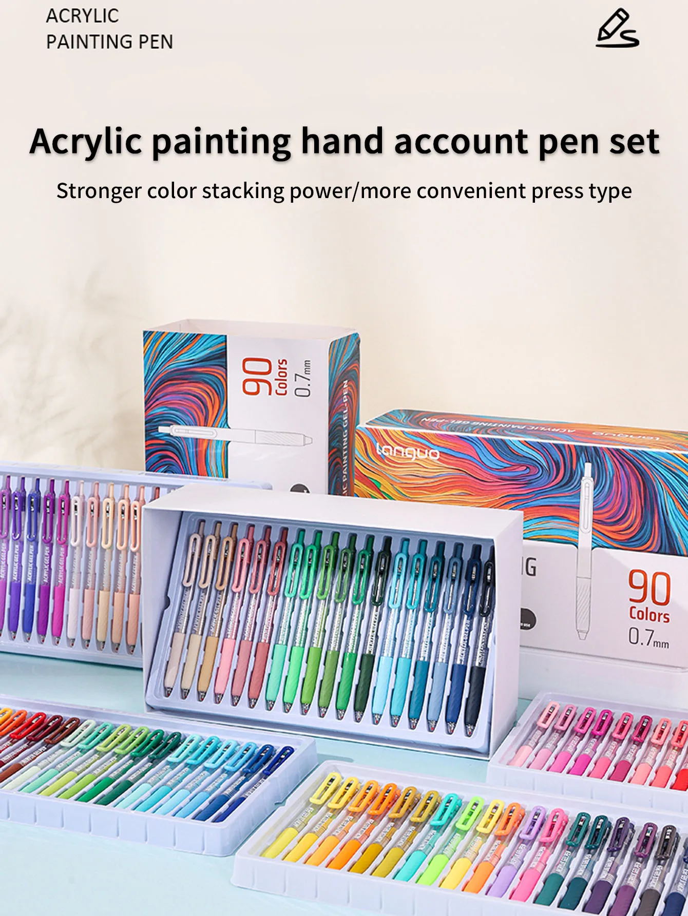 Blue Fruit Retractable Journal Pen Gift Set 36/54/72/90/144 Colors Available, Retractable Acrylic Drawing Journal Pen Full Color Set, Special Colored Gel Pens for Drawing, Skin Tone Colors, Stackable Colors, 0.7mm Large Capacity Highlighter Pen