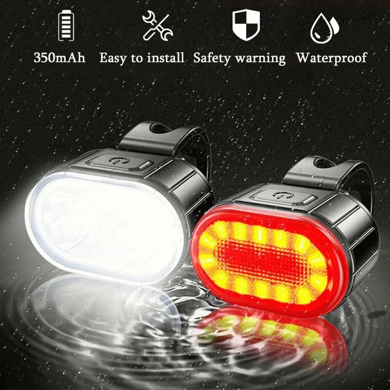 Bicycle Light Set Front Lamp USB Rechargeable Taillight Super Bright Headlight Waterproof Bike Warning Rear Light Cycling Lamp