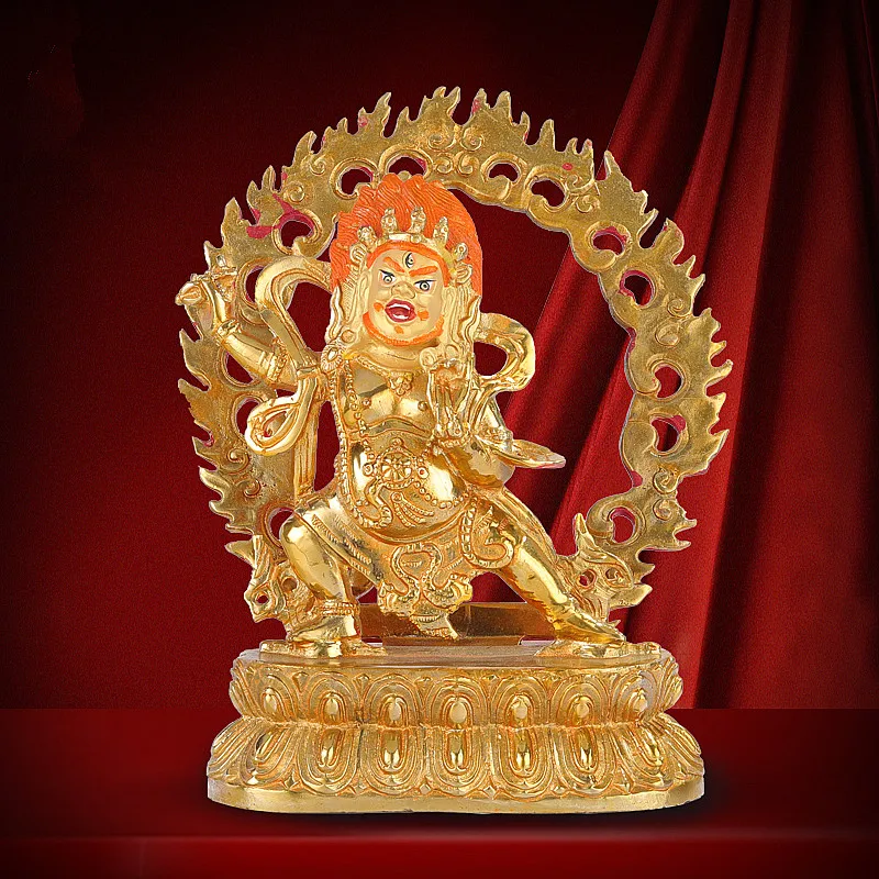 

21cm Big Nepal Copper Vajra King Kong Tibetan Exquisite Gold Plating Putting Home Decorate Bodhisattva Figurine