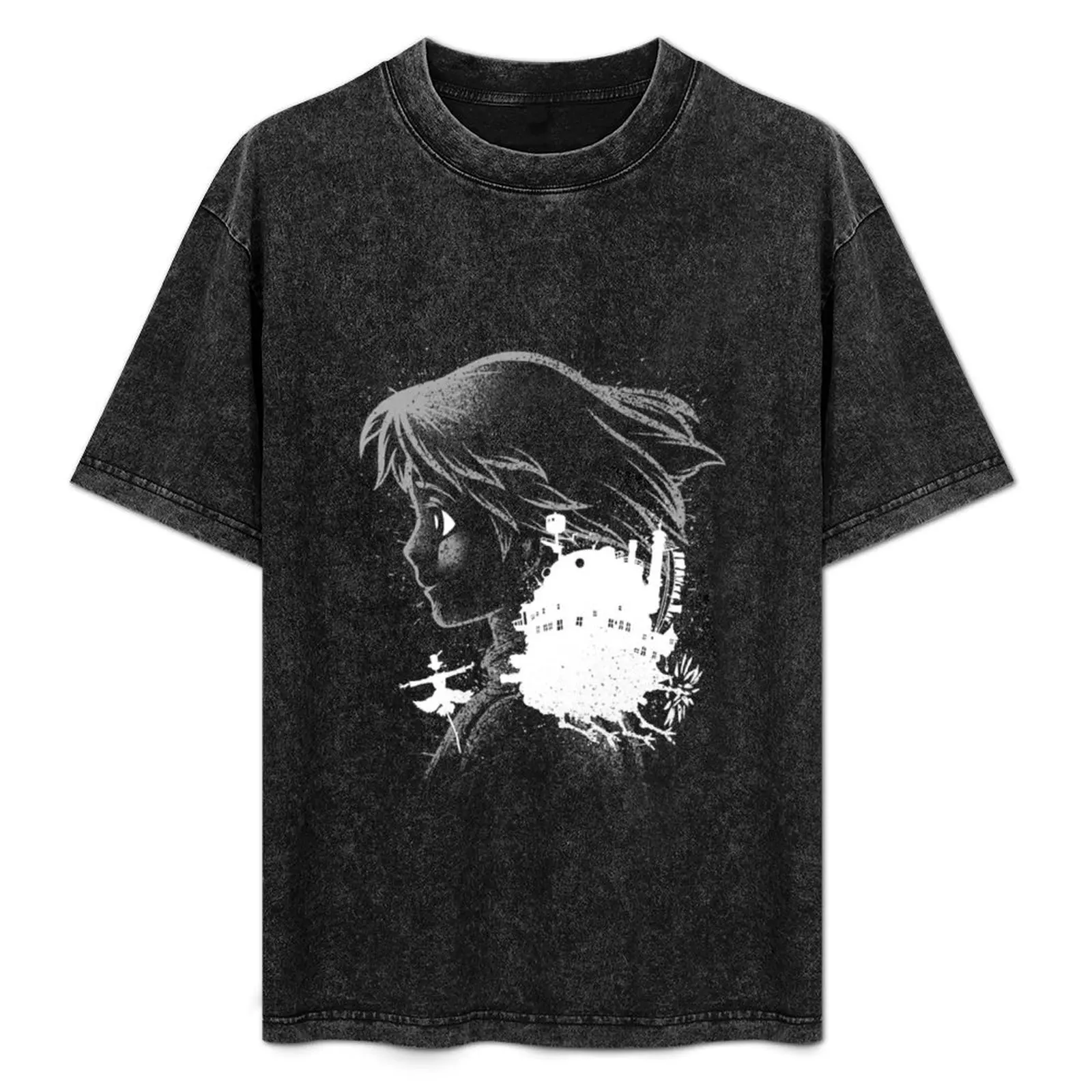 Inking Walking Castle T-Shirt anime figures vintage clothes slim fit t shirts for men