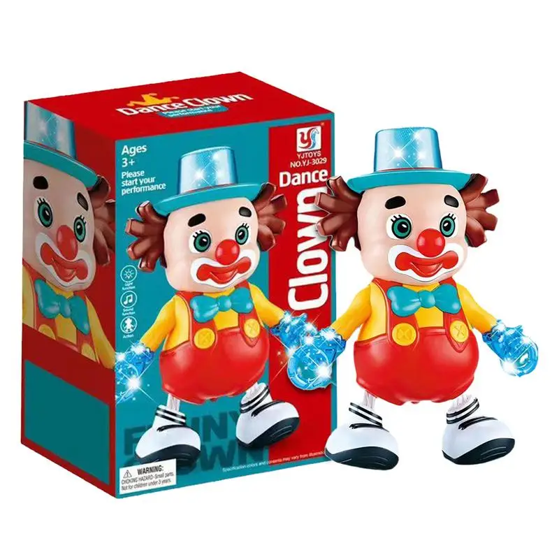 Boneca de palhaço dançante elétrica para crianças, esquerda e direita, luzes coloridas, música dinâmica, brinquedo swing para meninos e meninas