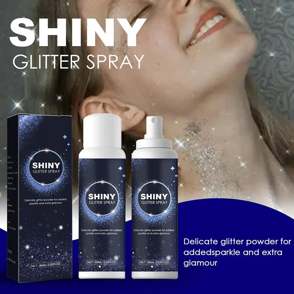 

60ml Hair Body Glitter Spray Safe Creative Shining Make Up Tool Attractive Body Shiny Glitter Highlighter Spray for Club
