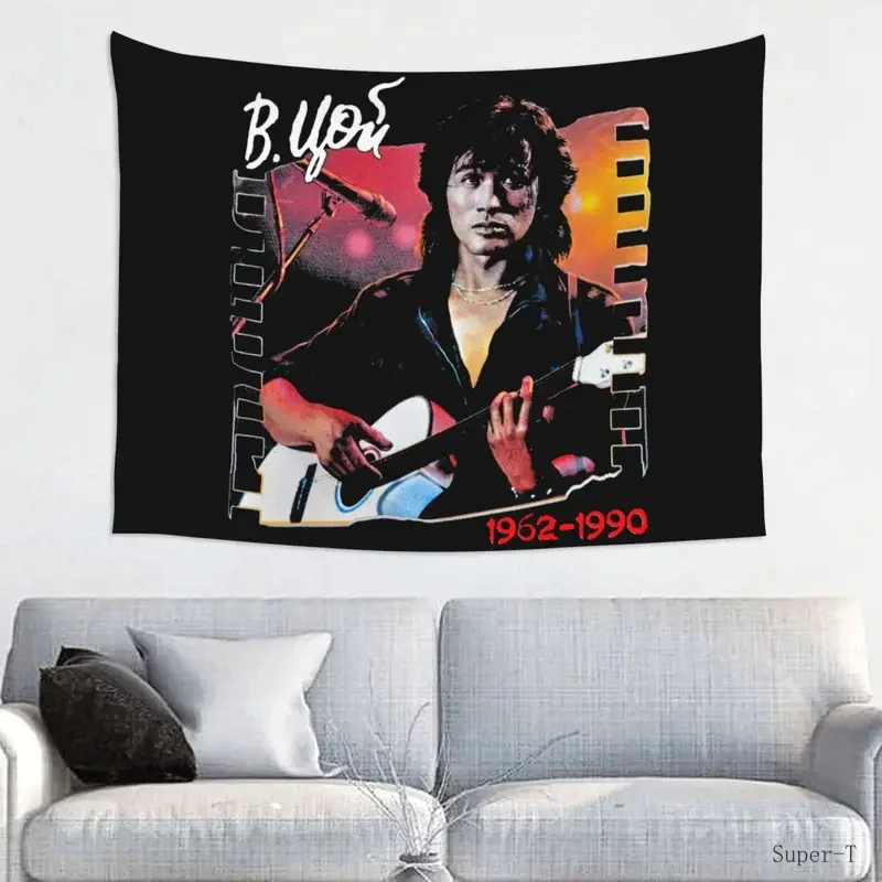 Vintage Viktor Tsoi Is Alive Tapestry Wall Hanging for Living Room  Hippie Russian Rock Band Legend Kino Tapestries Room Decor