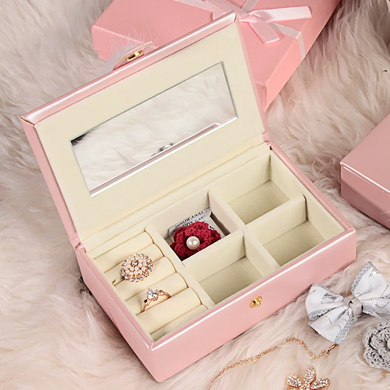 PU Portable Mini Jewelry Organizer Storage Box for Travelling Business Trip Carrrying Case