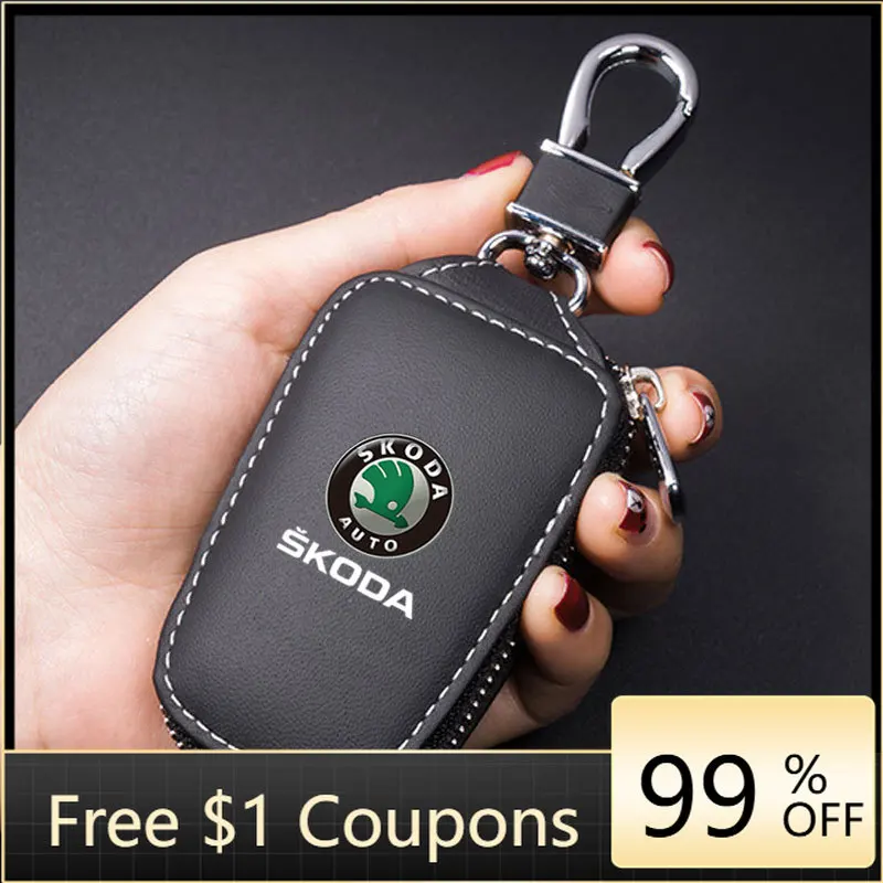 

Car Sticker Car Key Holder Keychain Organizer Key Wallet Key Case For Skoda octavia 3 2 superb 3 kodiaq Superb Fabia Kamiq Karoq