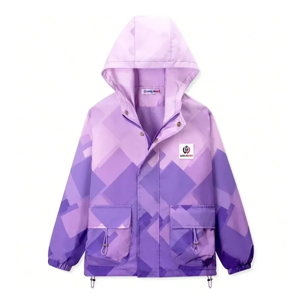 

WELAKEN Fleece Lined Jackets With WaterResistance Frabic For Kids And Toddler II Girls Rain Jacket And Coats