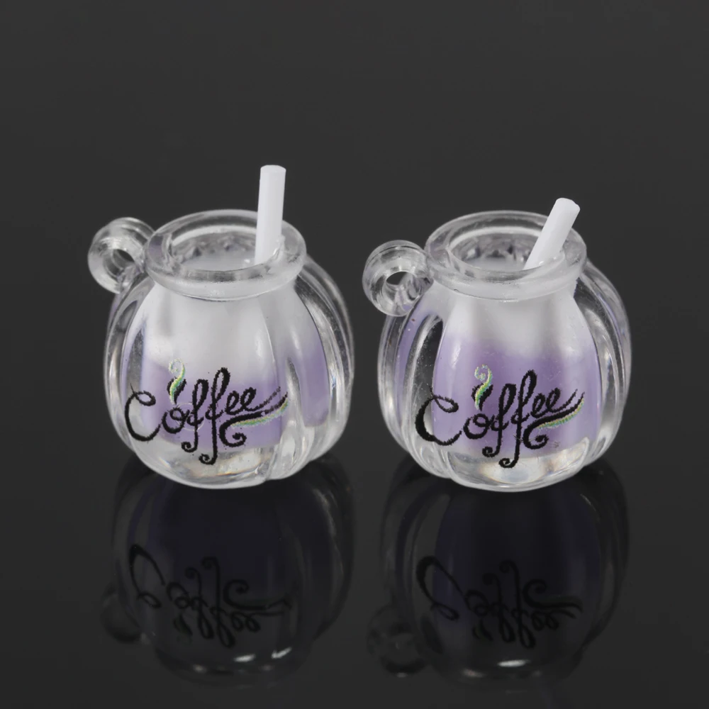 10pcs/lot Cute Coffee Cup Charms 3D Resin Bottle Mug Pendants for Earrings Necklace Keychain DIY Jewelry Making Supplies