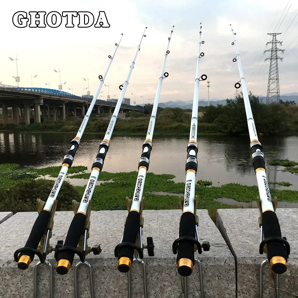 GHOTDA Telescopic Fishing Rod 80% FRP 20% Carbon Fiber Fishing Pole Sea Fishing