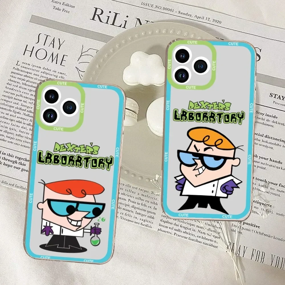 D-Dexter's Cartoon L-Lab Phone Case For iPhone 11 12 Mini 13 14 Pro Max Transparent Shell