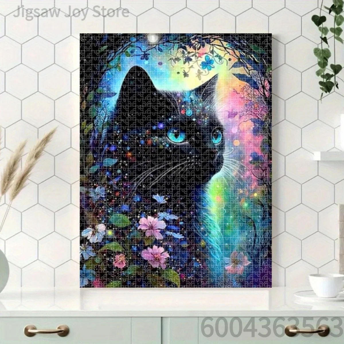 Colorful Animal Jigsaw Puzzle, Fantasy Black Cat, Sleepy Lamb, Bernese Puppy, Humorous Cat & Mice, Wall Decoration