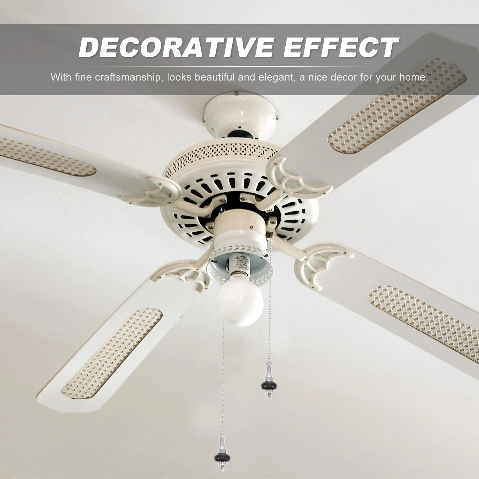 

2Pcs Fan Light Hanging Pendant Ceramic Pull Chain Decorative Lamp Ceiling Fan Light Chain Home Decor Window Door Display