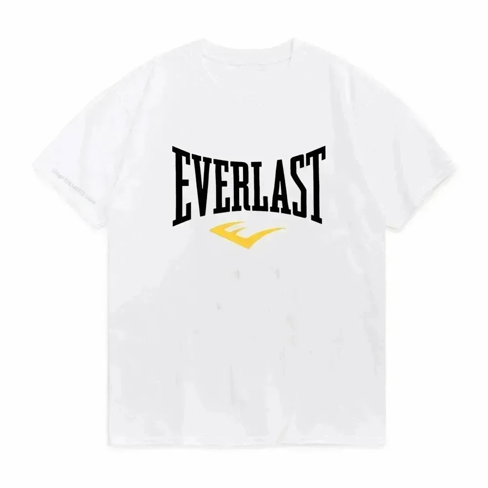 تي شيرت EVERLAST-للجنسين بشعار الملاكمة تي شيرت قطني مطبوع برقبة دائرية تي شيرت Harajuku Street Boy Girl Family Out