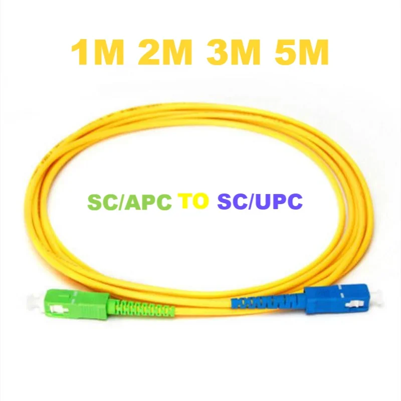 Jumper SC UPC to SC APC, Single Mode Optical Fiber Patch Cord, 3.0mm, PVC, G657A, SM FTTH Optic Cable, 1m, 2m, 3M, 5m, 50Pcs